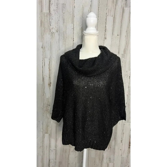NWT Chico's‎ Women's Black Cowl Neck Pullover Sweater Size 1 - Picture 1 of 5
